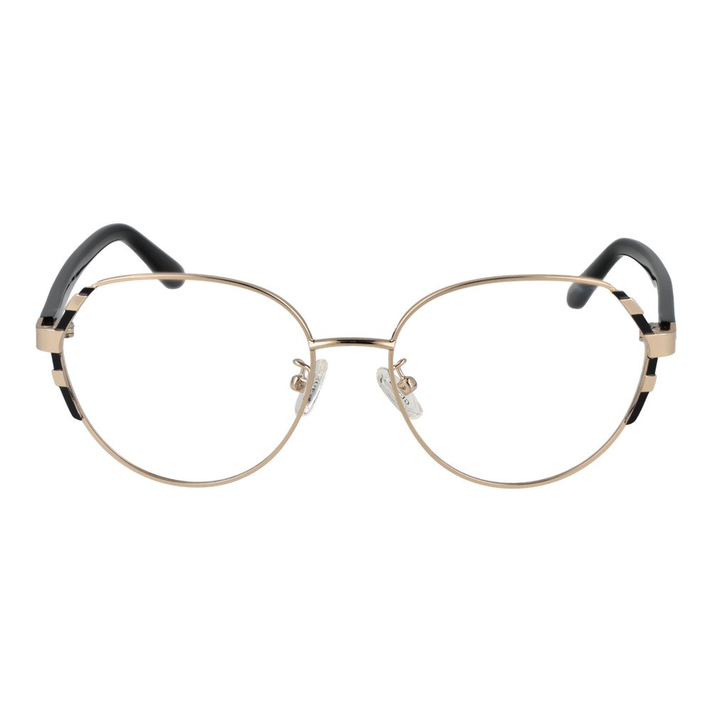 Guess Gold Women Glasses Frame, full-rim metal frame in gold with demo lenses, square style, includes branded case.