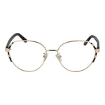Guess Gold Women Glasses Frame, full-rim metal frame in gold with demo lenses, square style, includes branded case.