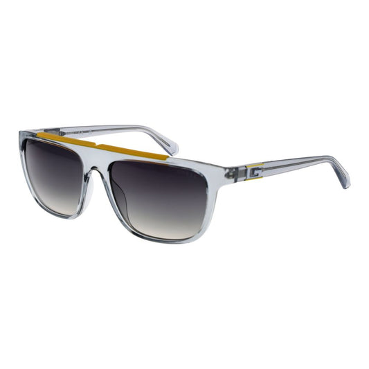 Guess Gray Men Sunglass with full-rim stainless steel frame and gradient demo lenses, includes branded case.