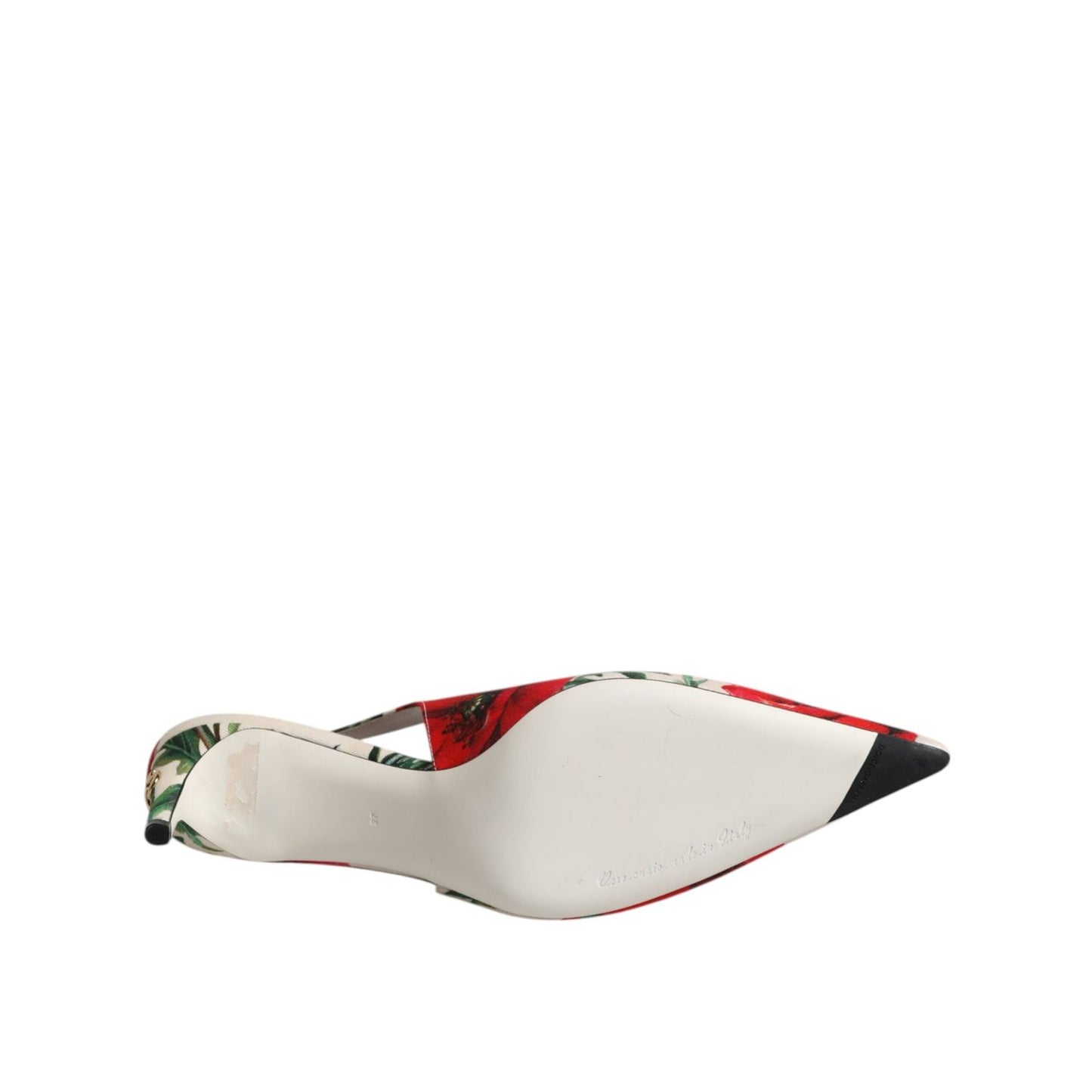 Dolce & Gabbana White Floral Heels Slingback Sandals Shoes