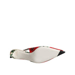 Dolce & Gabbana White Floral Heels Slingback Sandals Shoes