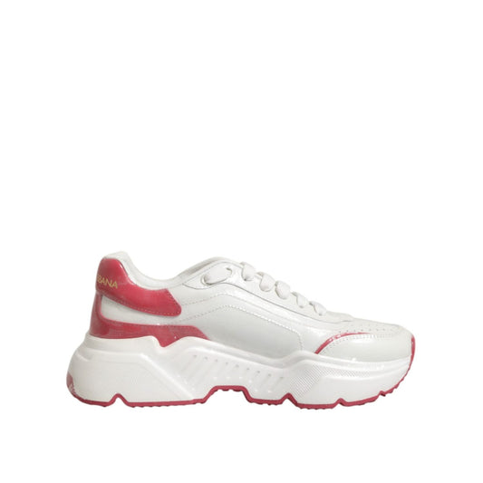 Dolce & Gabbana White Pink Daymaster Low Top Sneakers Shoes