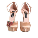 Dolce & Gabbana Pink Block Heels Ankle Strap Sandals Shoes
