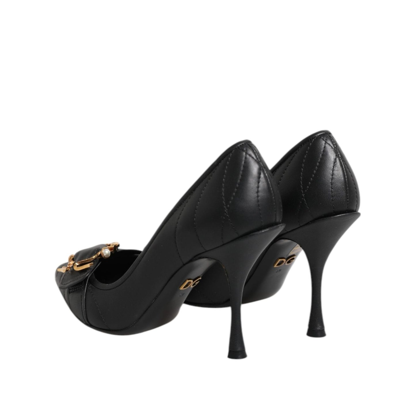 Dolce & Gabbana Black Devotion Leather Heels Pumps Shoes