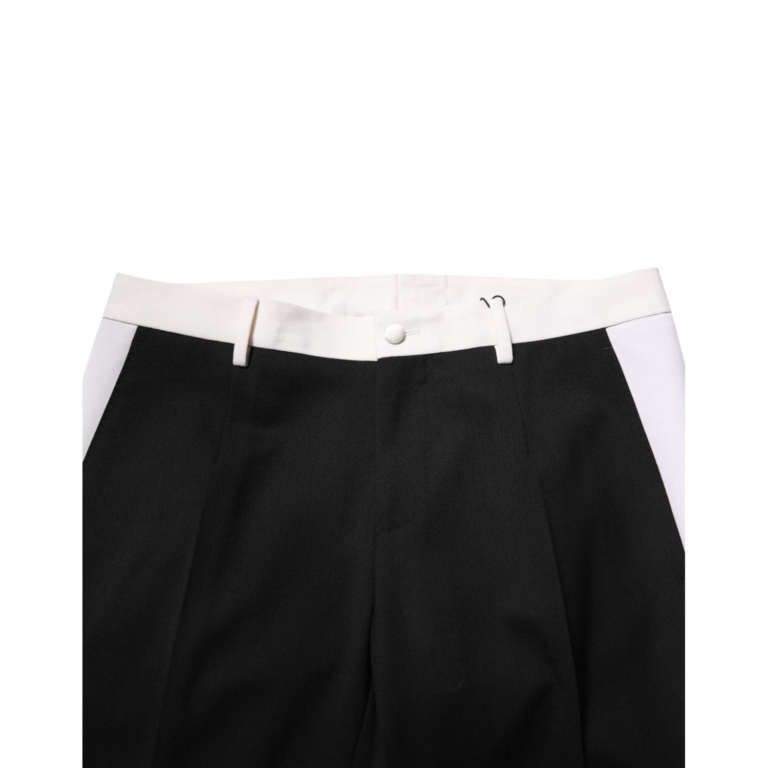 Dolce & Gabbana Black White Stripe Wool Men Trouser Pants