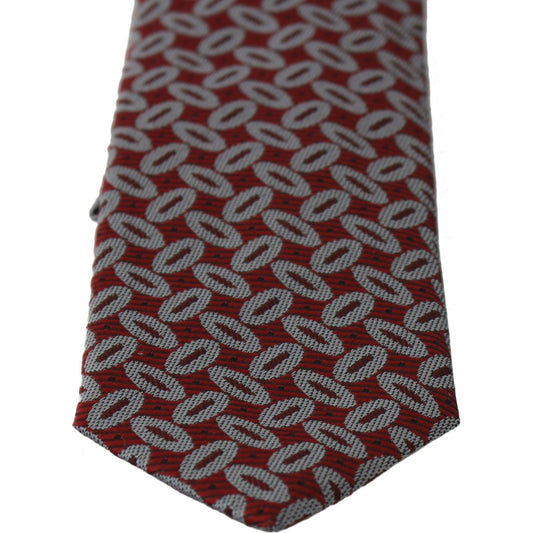 Dolce & Gabbana Red 100% Silk Printed Wide Necktie Men Tie KRA747