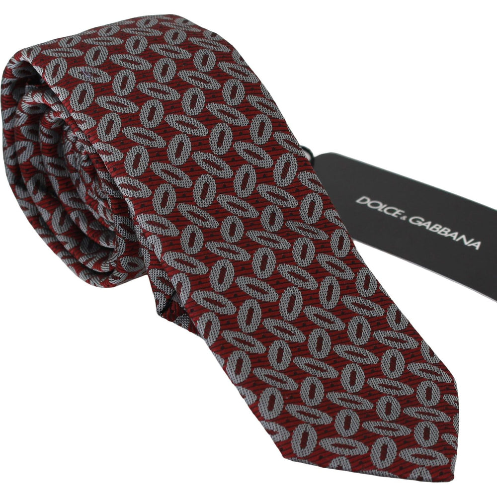 Dolce & Gabbana Red 100% Silk Printed Wide Necktie Men Tie KRA747