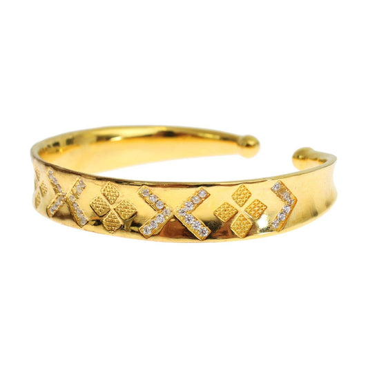 Nialaya CZ Gold Sterling 925 Silver Bangle Bracelet Bracelet