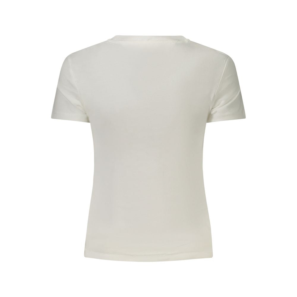 Back view of Tommy Hilfiger White Cotton Women T-Shirt, showcasing the casual chic design and soft cotton blend fabric.