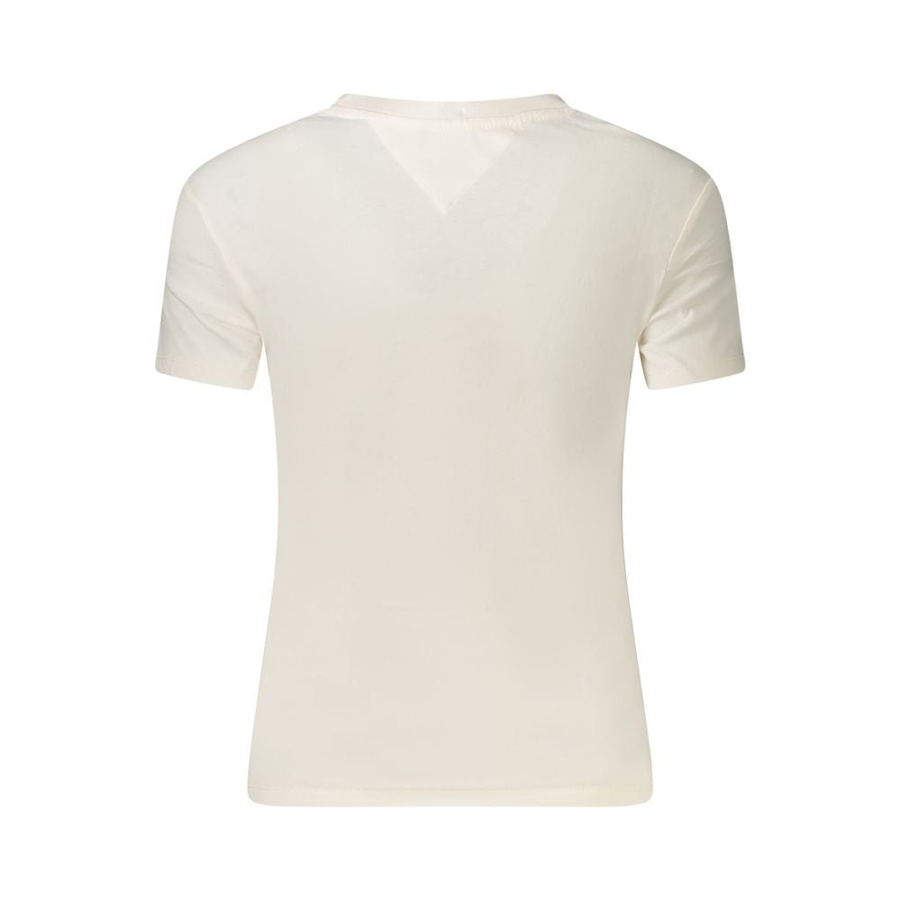 Tommy Hilfiger White Cotton Women T-Shirt back view showing eco-conscious design in regenerative cotton with crew neck style.