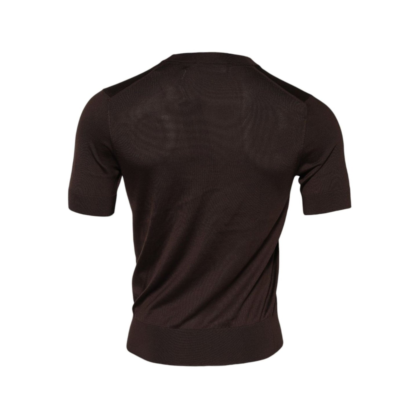 Dolce & Gabbana Brown Silk Crew Neck Short Sleeves T-shirt
