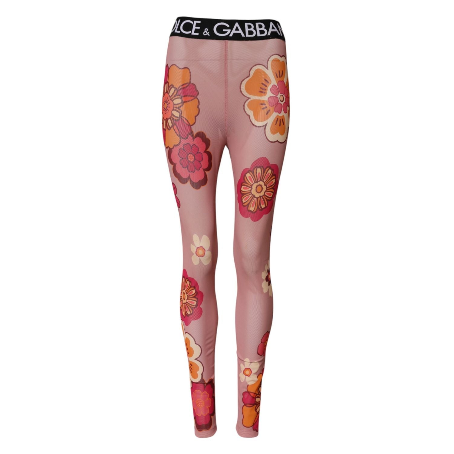 Dolce & Gabbana Pink Floral Leggings Stretch Waist Pants