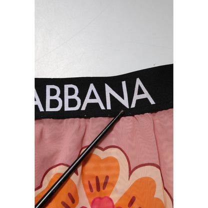 Dolce & Gabbana Pink Floral Leggings Stretch Waist Pants