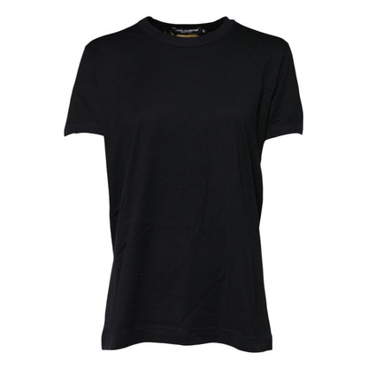 Dolce & Gabbana Black Cotton DG Print Short Sleeve Top T-shirt