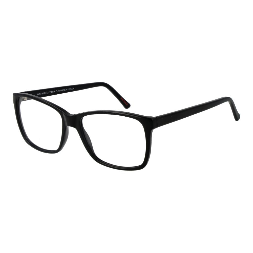 Andy Wolf Black Unisex Glasses Frame in acetate, full-rim rectangle design with demo lenses, size 54-15-140.