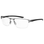 Under Armour Gray Metal Frames for men, model UA5037GKJ1F51. Grey color, metal material, size 55/18/135mm (lens/bridge/temple).