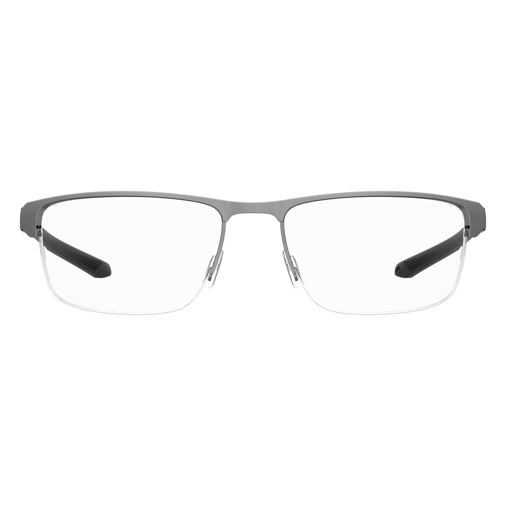 Under Armour Gray Metal Frames eyeglasses front view with clear lenses and sleek design, model UA5037GKJ1F51, dimensions 55/18/135 mm.