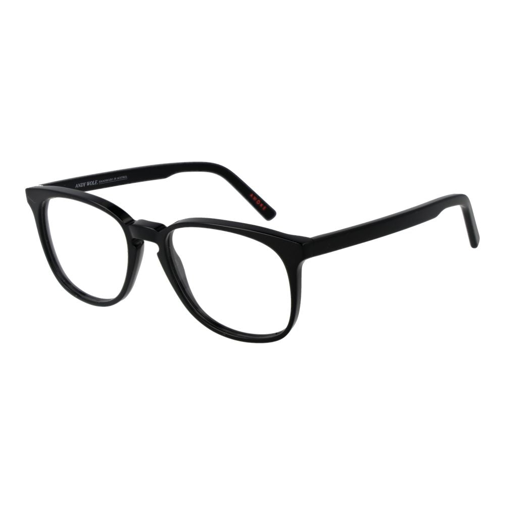 Andy Wolf Black Unisex Glasses Frame, full-rim acetate, size 52-17-145, with demo lenses, includes branded case.