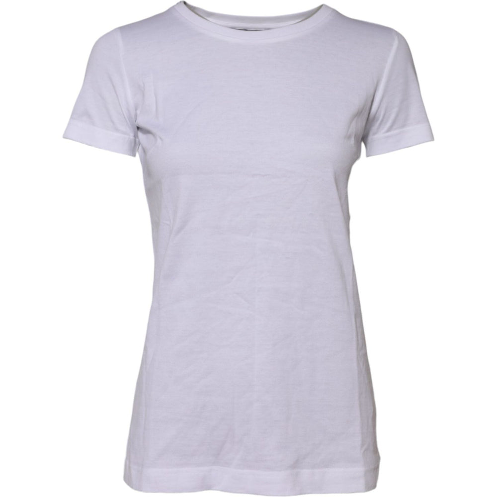 Dolce & Gabbana White Short Sleeves Crew Neck Top T-shirt TSH91277-38