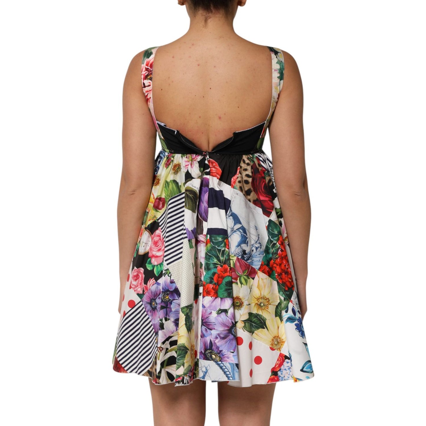 Dolce & Gabbana Multicolor Patchwork Cotton AlineMini Dress