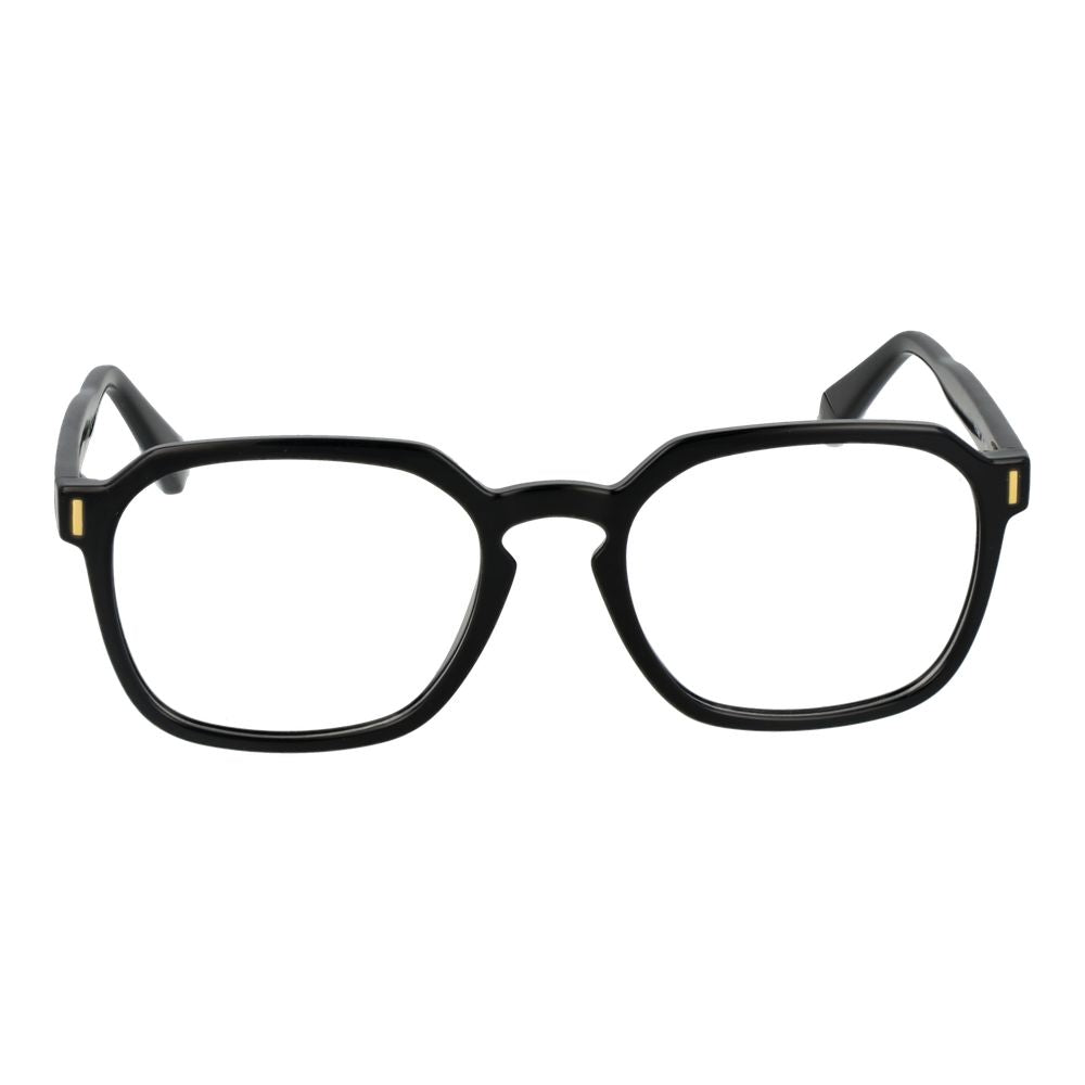Polaroid Black Unisex Glasses Frame in full-rim square style, made of polyamide material, featuring demo lenses with no extra effect.