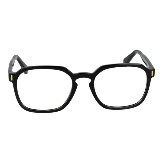 Polaroid Black Unisex Glasses Frame in full-rim square style, made of polyamide material, featuring demo lenses with no extra effect.