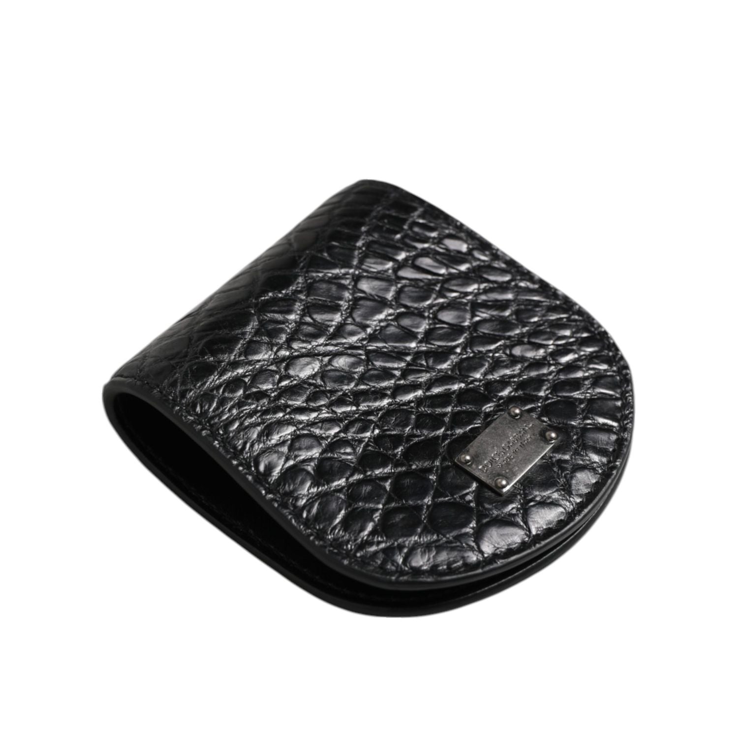 Dolce & Gabbana Black Exotic Skin Coin Condom Case Holder Pocket Wallet