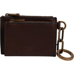 Dolce & Gabbana Brown Calf Leather Zip Logo Keyring Coin Purse Men Wallet SMY11220