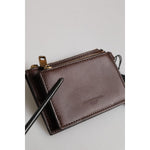 Dolce & Gabbana Brown Calf Leather Zip Logo Keyring Coin Purse Men Wallet SMY11220