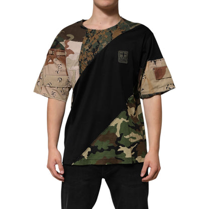 Dolce & Gabbana Multicolor Patchwork Cotton CrewNeck  T-shirt