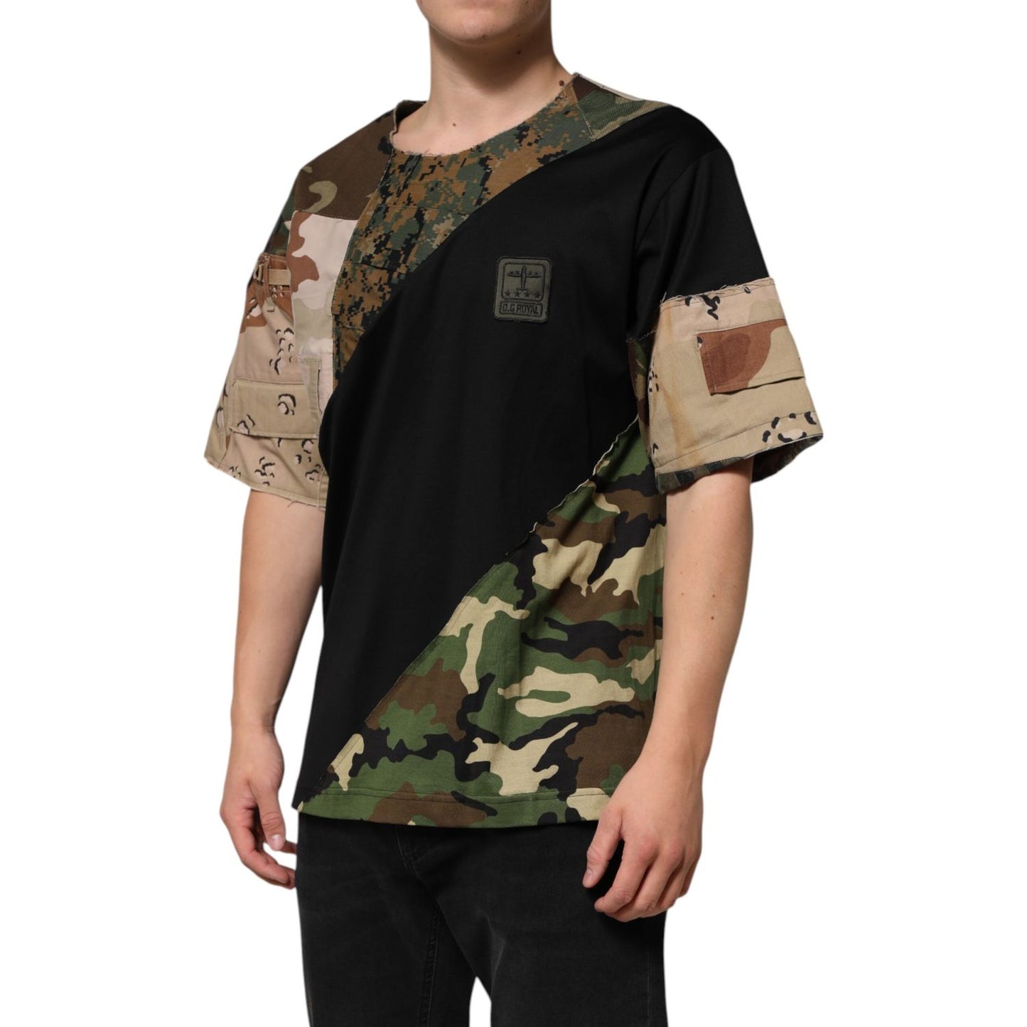 Dolce & Gabbana Multicolor Patchwork Cotton CrewNeck  T-shirt