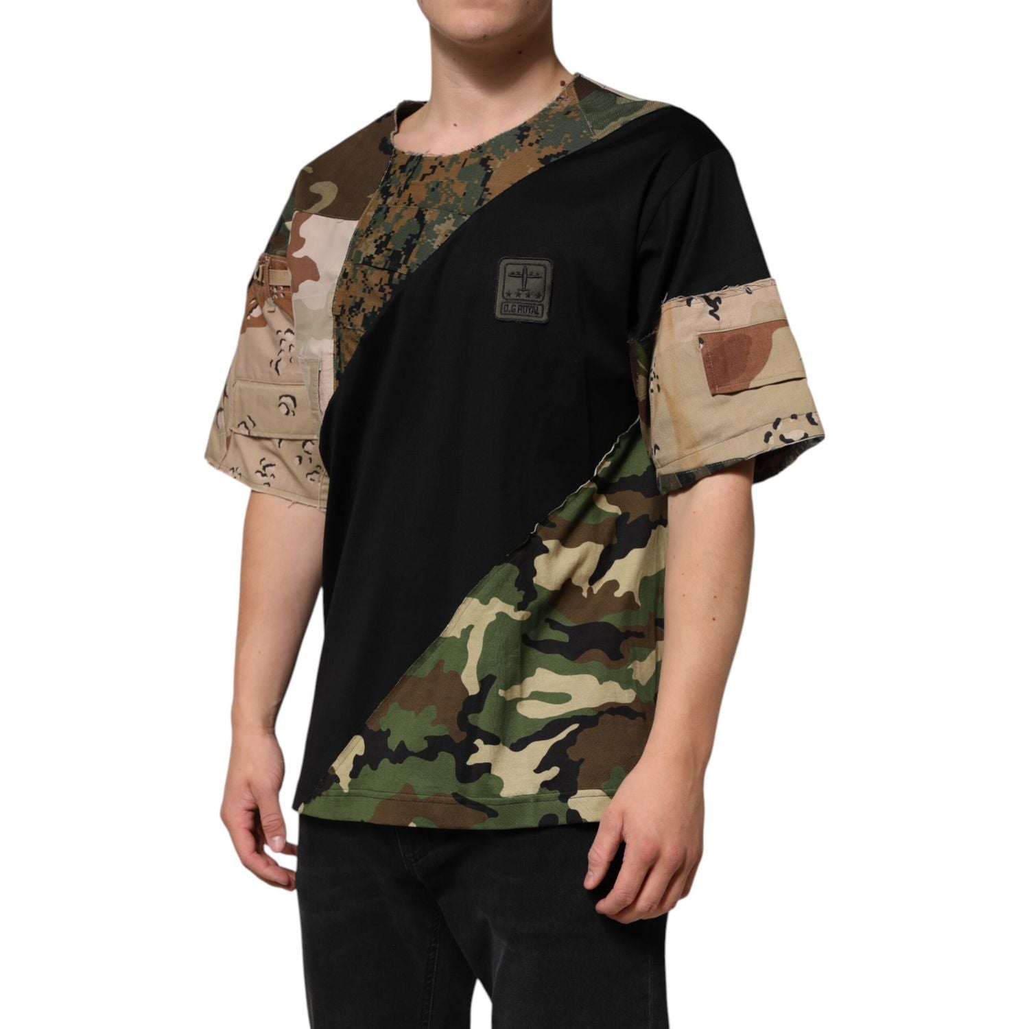 Dolce & Gabbana Multicolor Patchwork Cotton CrewNeck  T-shirt