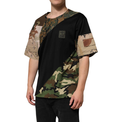 Dolce & Gabbana Multicolor Patchwork Cotton CrewNeck  T-shirt