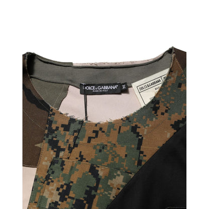 Dolce & Gabbana Multicolor Patchwork Cotton CrewNeck  T-shirt