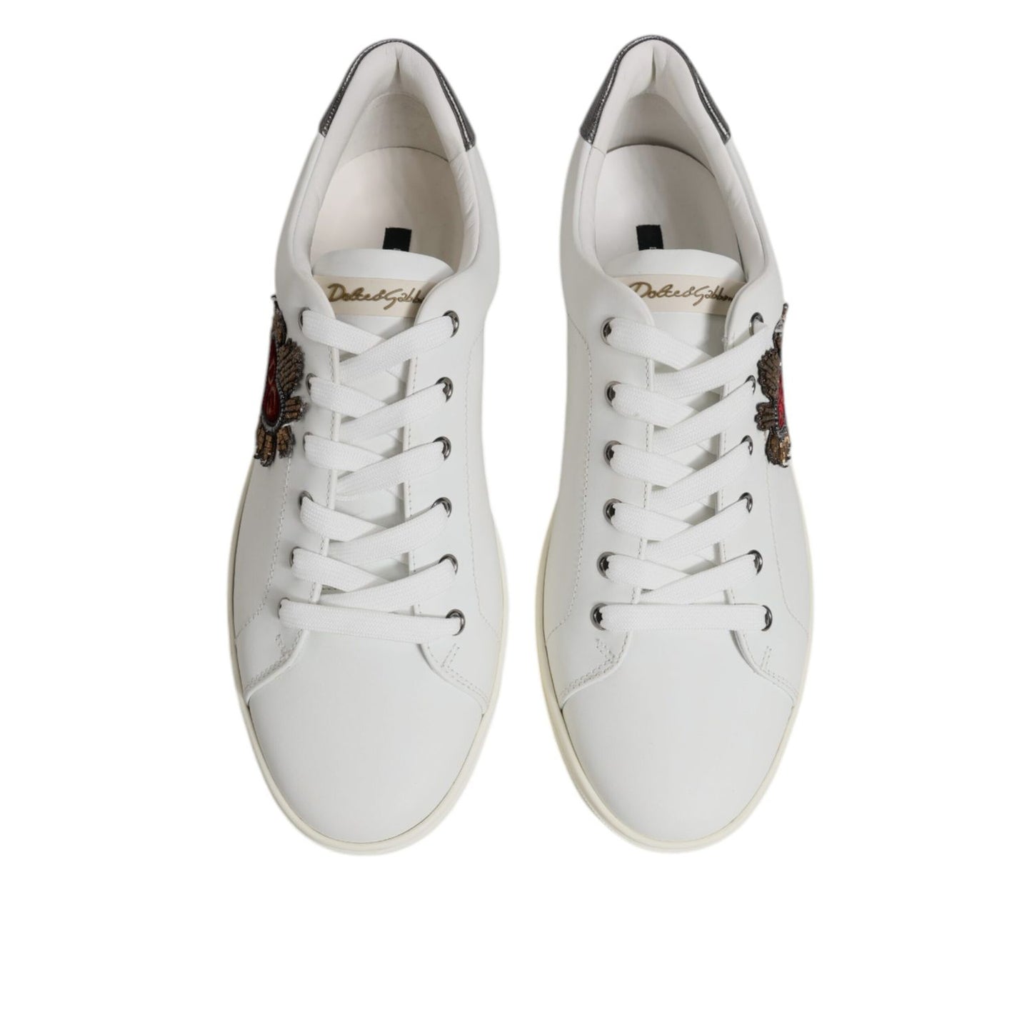 Dolce & Gabbana White Sacred Heart Men Low Top Sneakers Shoes