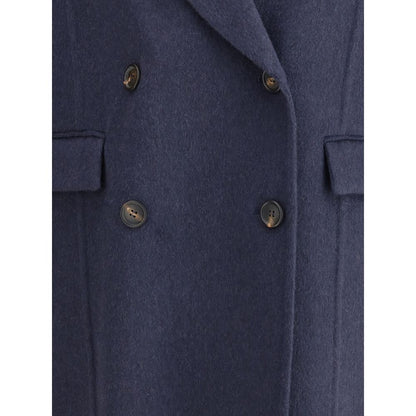 Brunello Cucinelli Blue Cashmere Coat