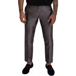 Dolce & Gabbana Gray Silk Metallic Men Dress Trouser Pants