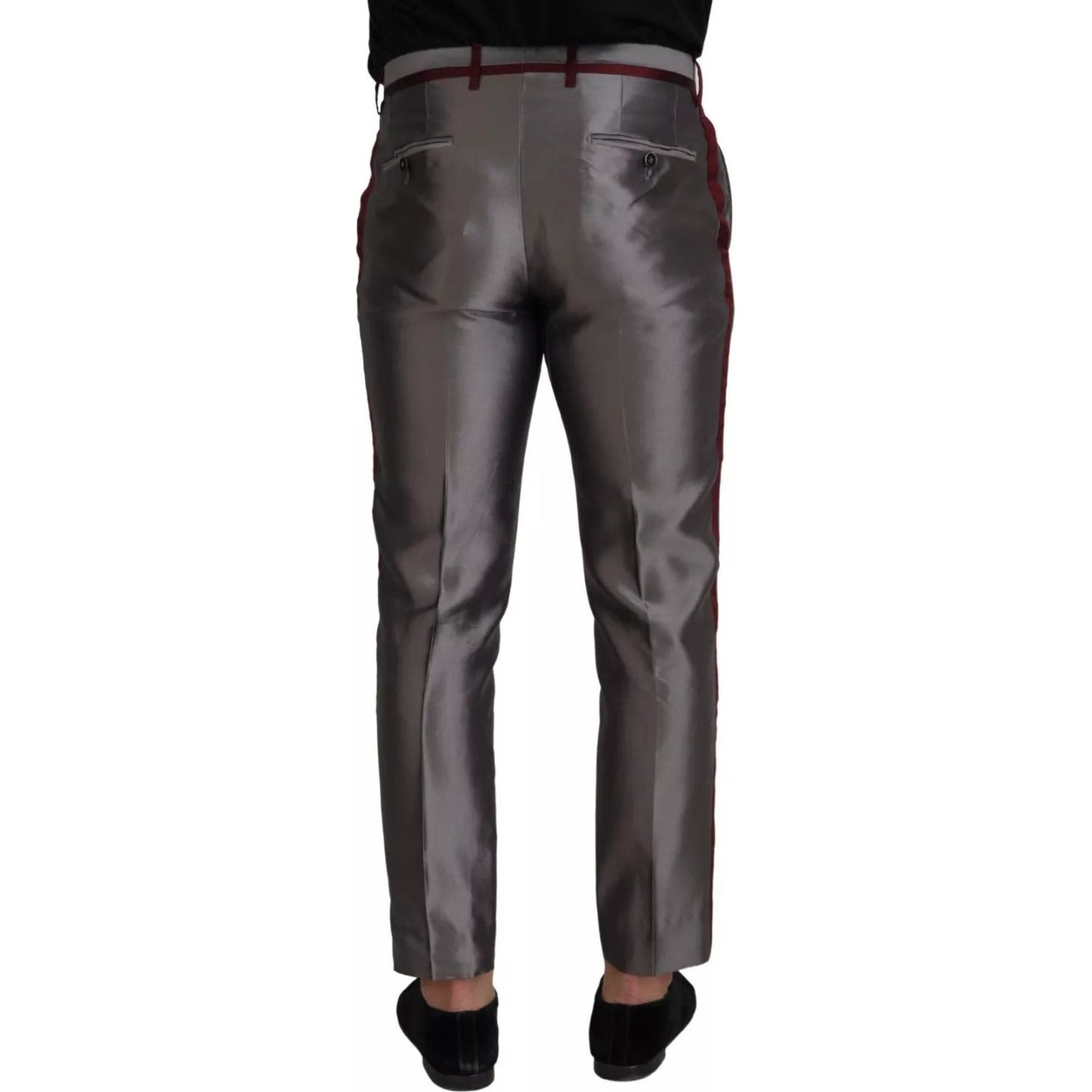 Dolce & Gabbana Gray Silk Metallic Men Dress Trouser Pants