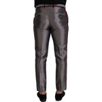 Dolce & Gabbana Gray Silk Metallic Men Dress Trouser Pants