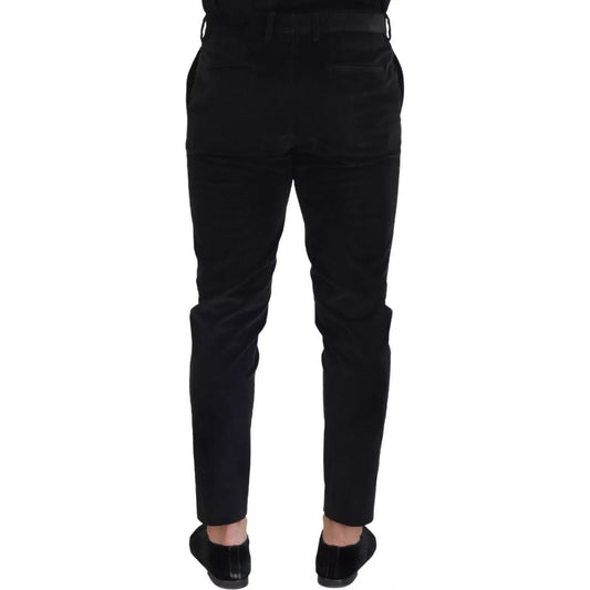 Dolce & Gabbana Black Stretch Cotton Slim Trousers Chino Pants