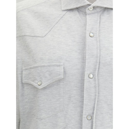 Brunello Cucinelli Gray Cotton Shirt