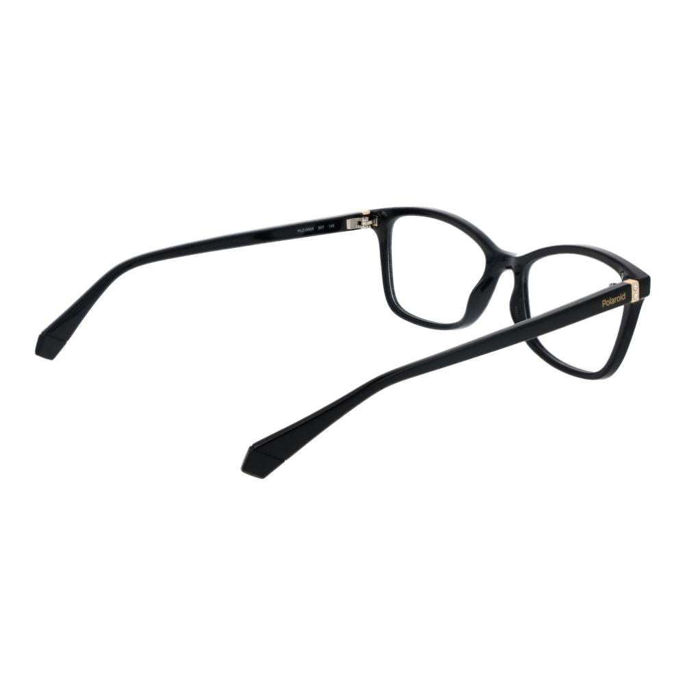 Polaroid Black Women Glasses Frame, black polyamide full-rim cat eye design, size 53-17-145.