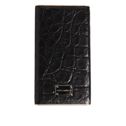Dolce & Gabbana Black Leather Exotic Skin 3000mAh Power Bank Charger USB