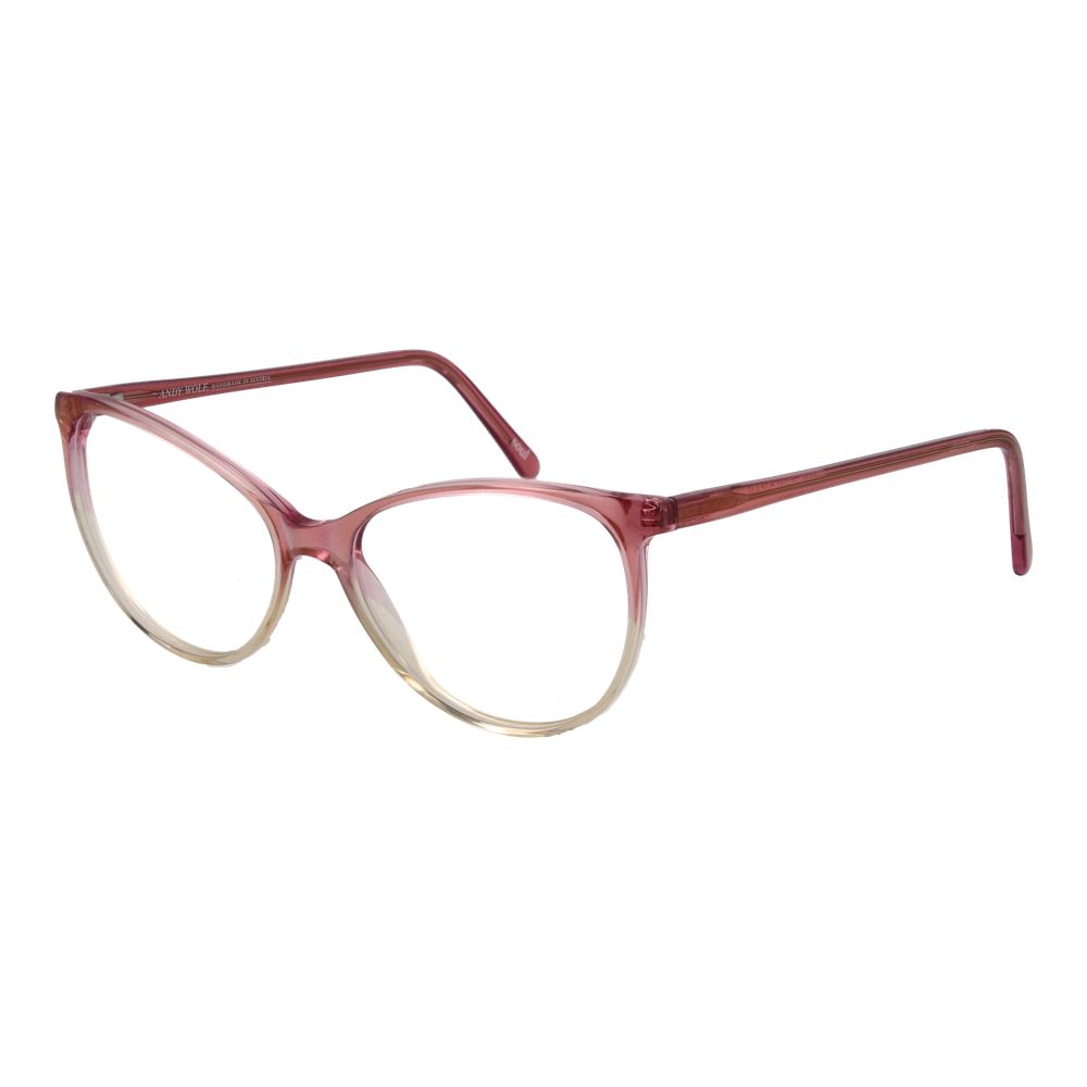 Andy Wolf Pink Unisex Glasses Frame in rose acetate, cat eye style, full-rim, size 55-15-140, demo lenses included.