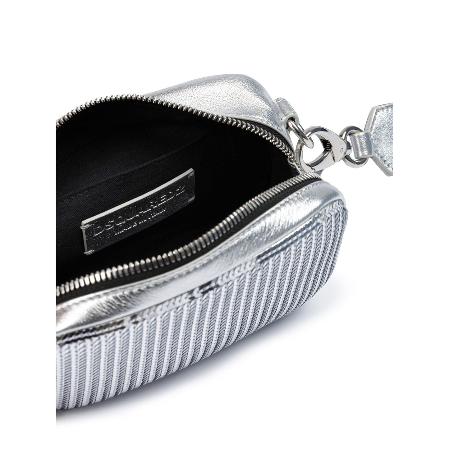 Dsquared² Silver Paillettes and Leather Clutch Bag Dsquared²