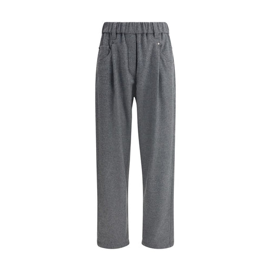 Brunello Cucinelli Gray Fleece Wool Casual Pants Brunello Cucinelli