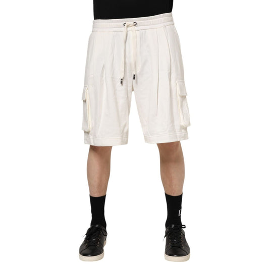 Dolce & Gabbana White Cotton Cargo Bermuda Sweatshorts Shorts