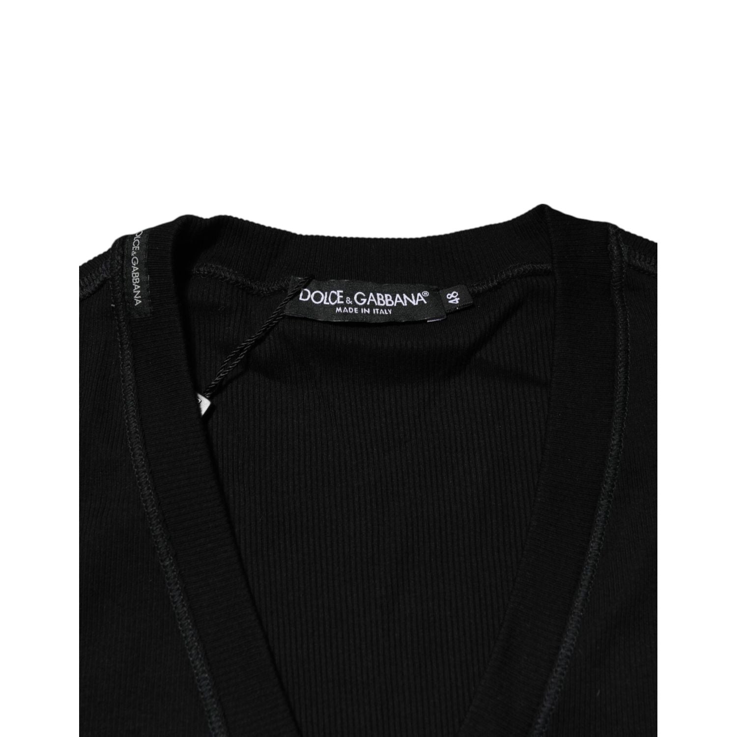 Dolce & Gabbana Black Cotton Button Up Men Cardigan Sweater