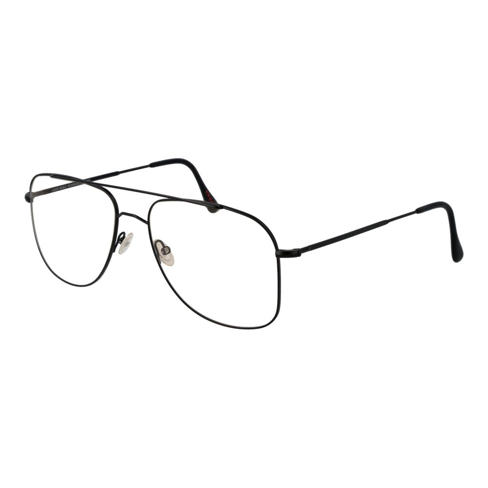 Andy Wolf Black Unisex Glasses Frame with black metal full-rim design and demo lenses.