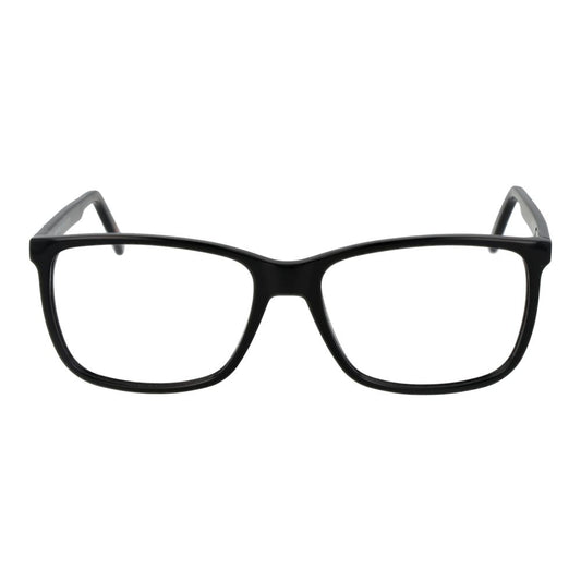 Andy Wolf Black Unisex Glasses Frame, full-rim acetate, rectangular style, demo lenses, size 57-16-145, includes branded case.